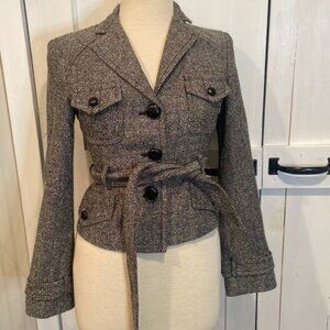 BCBCMaxAzria Black and White Tweed Short Jacket